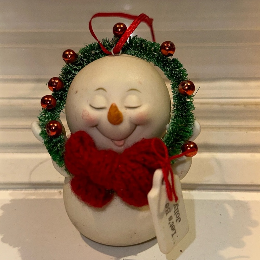 DEPARTMENT 56 Snowpinions Snowman ornament. “Let's be Jolly”